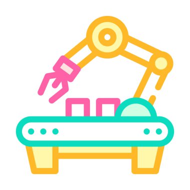 Fabrika robotik kol rengi vektör illüstrasyonuName