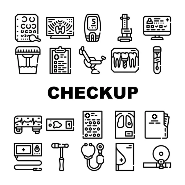 Medical Checkup Health Collection Symbole Set Vektor — Stockvektor