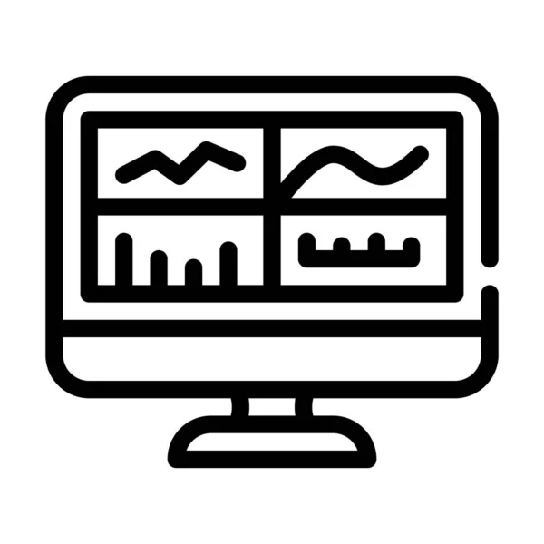 Test grafici su computer schermo linea icona vettoriale illustrazione — Vettoriale Stock