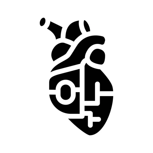 Pacemaker cuore icona glyph vettore segno illustrazione — Vettoriale Stock