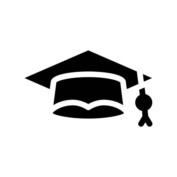 Étudiant diplômé chapeau glyphe icône illustration vectorielle — Image vectorielle