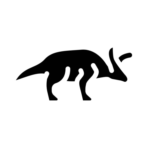 Arrhinoceratops tanda ilustrasi ikon glif dinosaurus - Stok Vektor