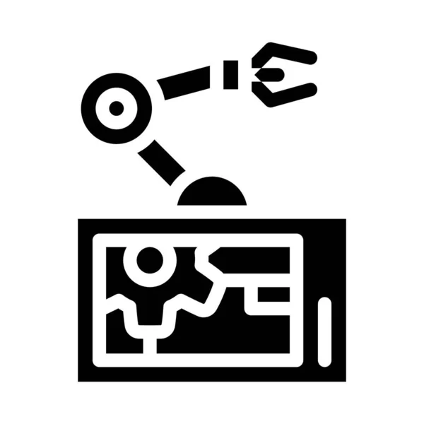 Roboterarm-Mechanismus Glyphen-Symbol-Vektor-Illustration — Stockvektor