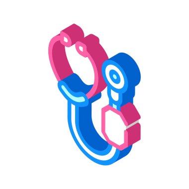 dijital stetoskop izometrik vektör resimleme işareti