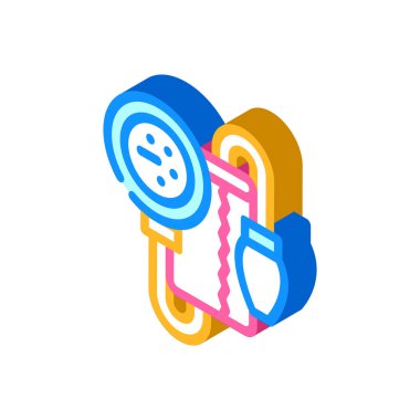 Tansiyon izometrik ikon vektör illüstrasyonunu kontrol etmek için tonometre