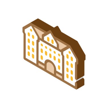 Üniversite binası izometrik ikon vektör illüstrasyon işareti