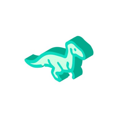 velociraptor dinozor izometrik vektör çizim işareti