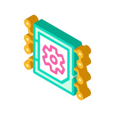 mikro çip izometrik ikon vektör illüstrasyon işareti