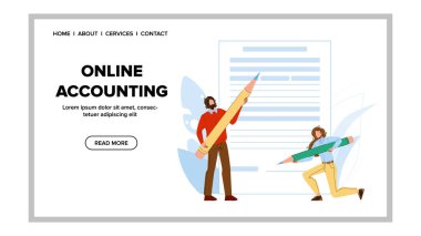 Çevrimiçi Muhasebe İnternet Finans Raporu Vektörü İllüstrasyonu