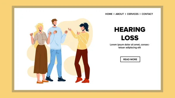 Проблема втрати слуху Люди Спілкування Векторні ілюстрації — стоковий вектор