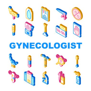 Gynecologist Treatment Collection Icons Set Vector Illustration clipart