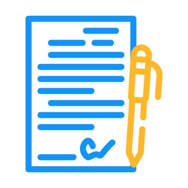 sözleşme imzalama renk ikonu vektör illüstrasyon işareti