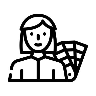 Renkli tasarımcı kadın iş çizgisi ikon vektör çizimi