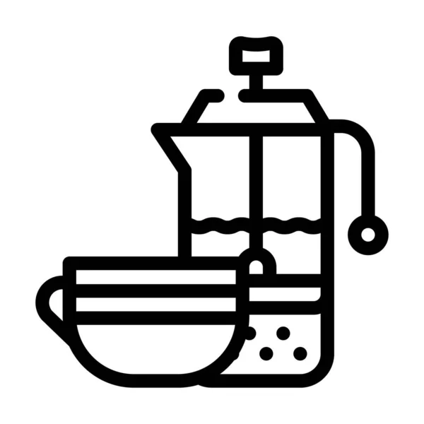 Chá bebida bule linha ícone vetor ilustração —  Vetores de Stock