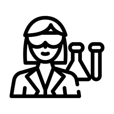 Kimyager kadın iş çizgisi ikon vektör çizimi