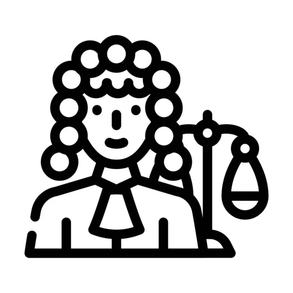 Juiz mulher linha de trabalho ícone vetor ilustração —  Vetores de Stock