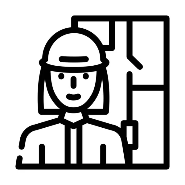 Architektin frau job line icon vektor illustration — Stockvektor