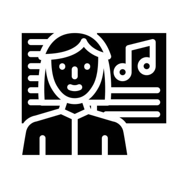 Müzisyen kadın iş sembolü vektör illüstrasyonu