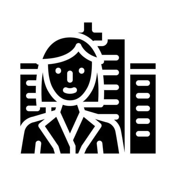 Dokter vrouw baan glyph pictogram vector illustratie — Stockvector