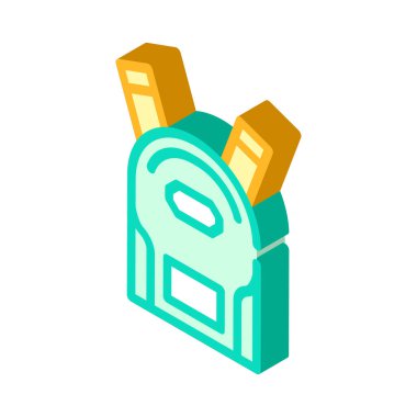 okul sırt çantası izometrik vektör illüstrasyon işareti