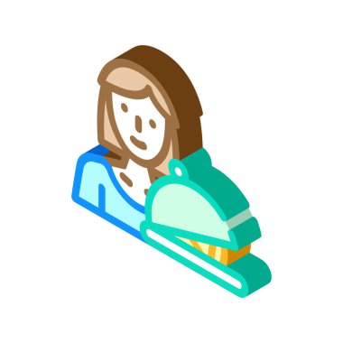 kadın işi izometrik ikon vektör illüstrasyon işareti