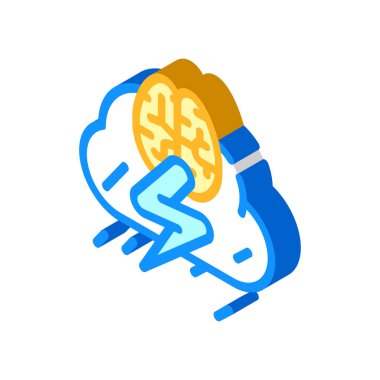 Beyin fırtınası eğitimi izometrik ikon vektör çizim işareti