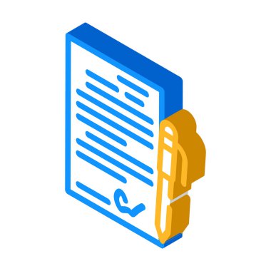 sözleşme imzalama izometrik ikon vektör illüstrasyon işareti