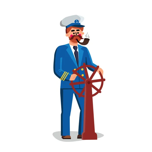 Vector de rueda de barco que sostiene a la persona del capitán del marinero — Archivo Imágenes Vectoriales