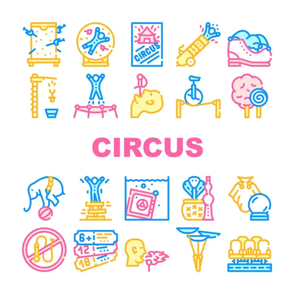 Coleção de ícones de entretenimento de circo conjunto ilustração vetorial — Vetor de Stock