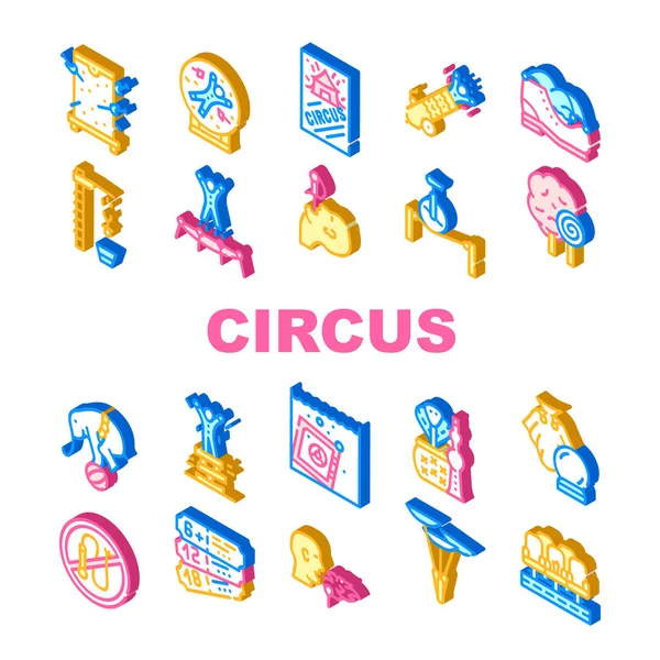 Circus Entertainment Collection Icons Set Vector Illustration — 스톡 벡터