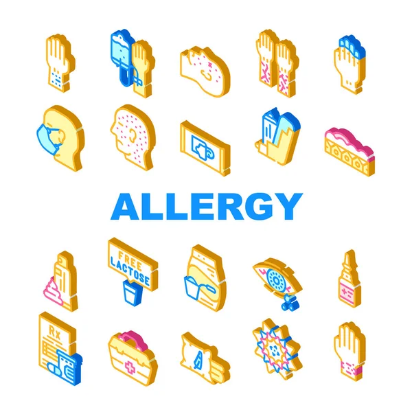 Allergia egészségügyi probléma gyűjtemény ikonok Set vektor — Stock Vector