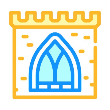 Eski kale renk ikonu vektör illüstrasyonunun penceresi