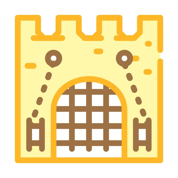 ( 영어 ) grid goal of ancient castle color icon vector illustration — 스톡 벡터