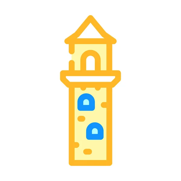 Vyhlídková věž barva ikona vektor ilustrace ploché — Stockový vektor