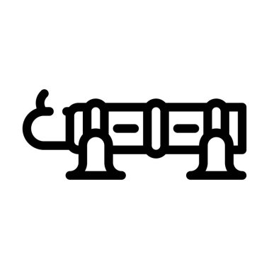 Bombardıman silahı çizgisi ikonu vektör illüstrasyonu siyah