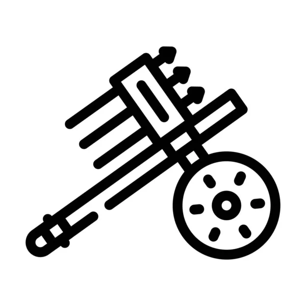 Hwacha starověké zbraně řádek ikona vektor ilustrace — Stockový vektor