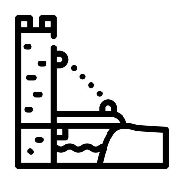 asma köprü çizgi simgesi vektör illüstrasyonu siyah