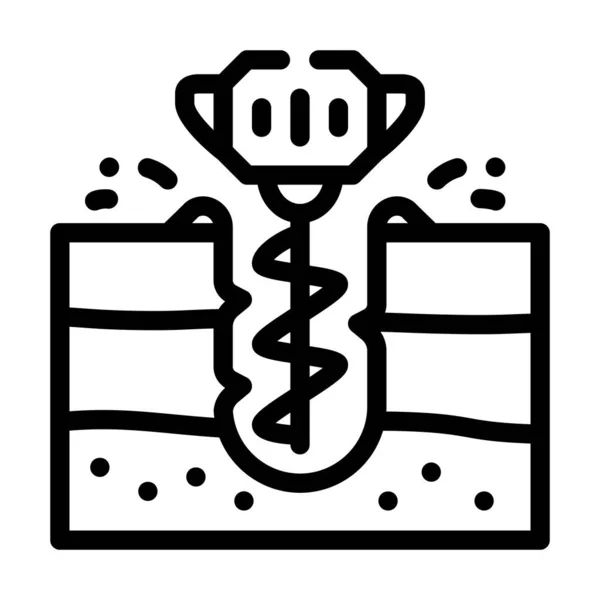 Illustration vectorielle d'icône de ligne d'équipement de forage de terre — Image vectorielle