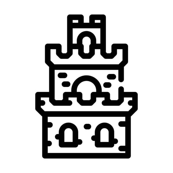 Wieża budowa rocznika zamek linia ikona wektor ilustracja — Wektor stockowy