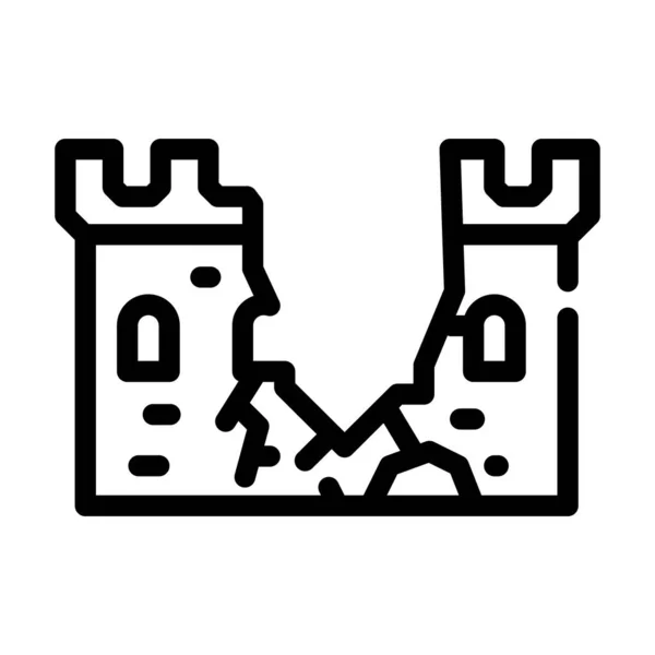 Destroyed wall of castle line icon vector illustration — Stock Vector