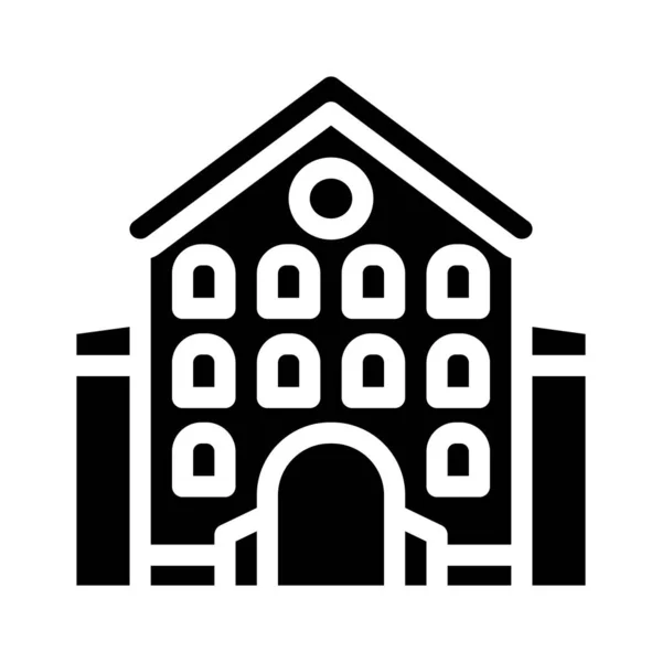 Schloss Hauptgebäude Glyphensymbol Vektor Illustration — Stockvektor