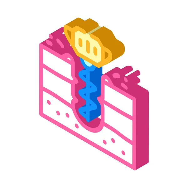 Attrezzature di perforazione terra icona isometrica vettoriale illustrazione — Vettoriale Stock