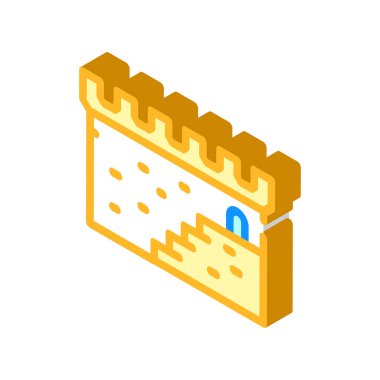 Eski şatonun izometrik ikon vektör çiziminin merdivenleri