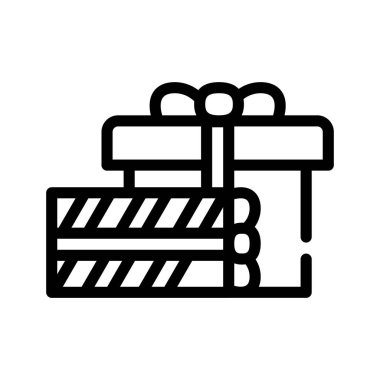 hediyeler ve hediyeler doğum günü çizgisi ikon vektör illüstrasyonu