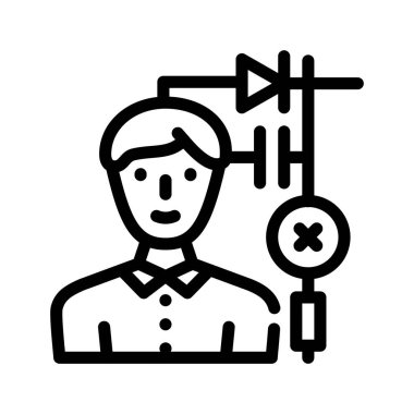 Mühendis işçi çizgisi ikon vektör çizimi düz