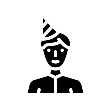 Doğum günü çocuğu glyph simgesi vektör illüstrasyonu siyah