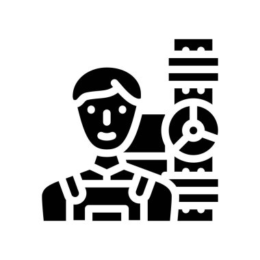 Tesisatçı işçi sembolü vektör illüstrasyonu siyah