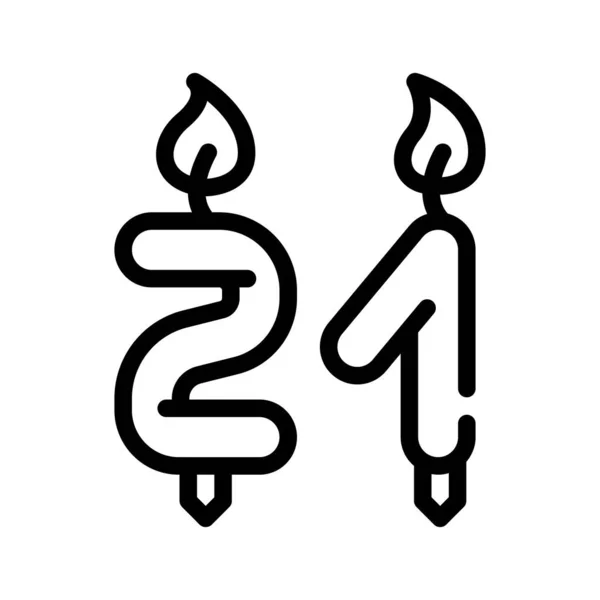Queimando velas em forma de número ícone de linha de aniversário ilustração vetorial — Vetor de Stock
