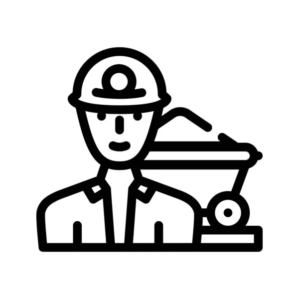 Minatore lavoratore linea icona vettore illustrazione piatto — Vettoriale Stock