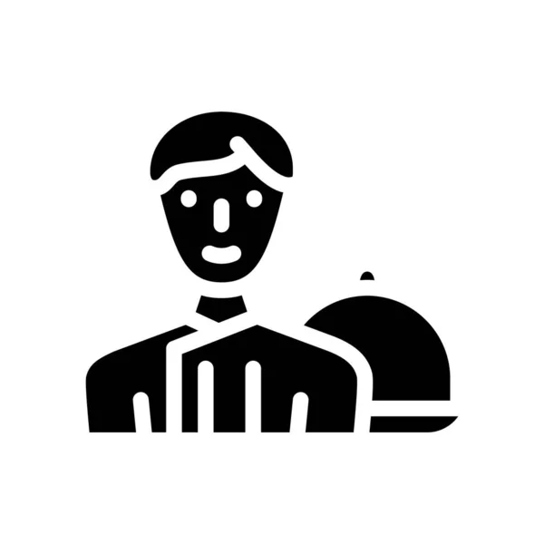 Μάγειρας εργαζόμενος glyph εικονίδιο διάνυσμα απεικόνιση μαύρο — Διανυσματικό Αρχείο